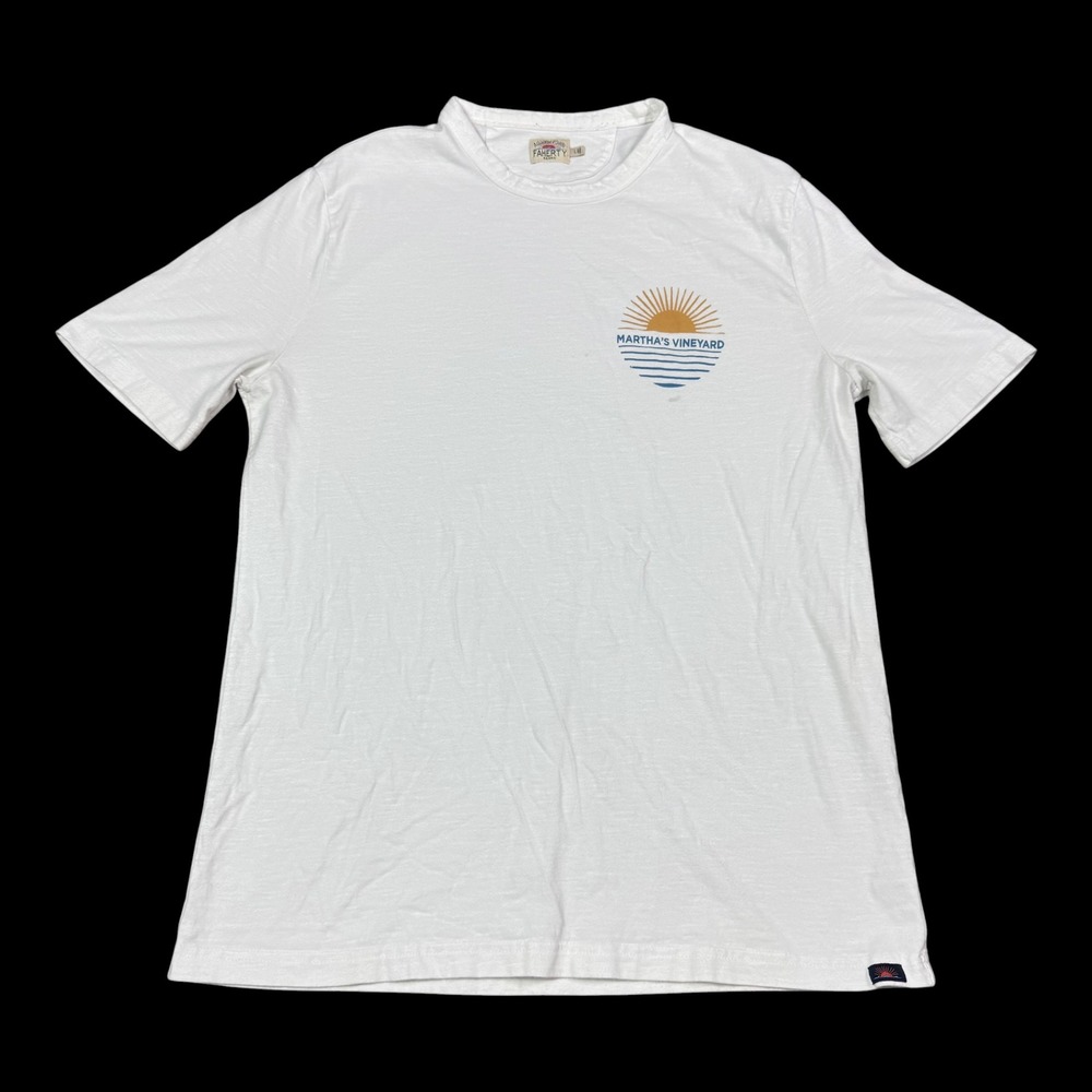 Faherty Martha's Vineyard Sunrise White 100% Cotton Shirt Men's Large